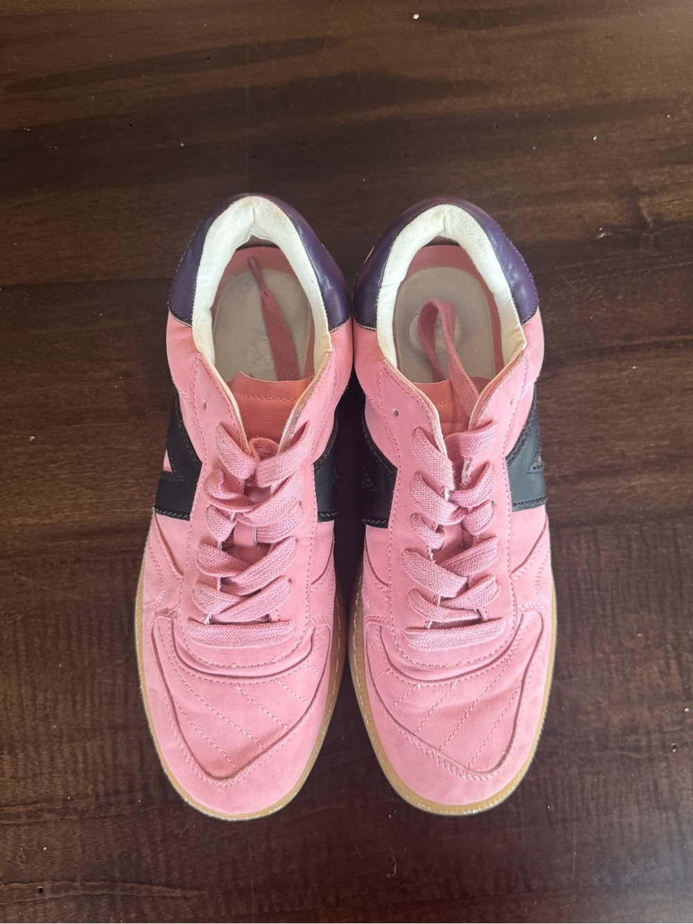 MIA Women's Pink Leather Sneakers with Black Accent